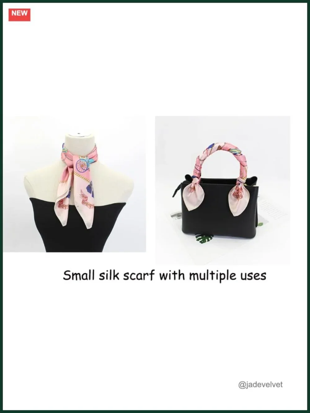 100% Pure Mulberry Silk Small Square Scarf - 21x21 Digital Printed Neckerchief